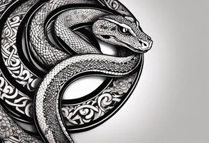 Snake tattoo for placement down the spine with the head positioned at the bottom in japanese style to symbolise a journey of healing with a slight incorporation of yin yang tattoo idea