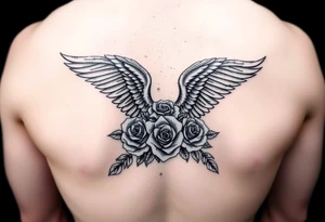 In memory of daddy angel wings and roses with dates 
For rib tattoo tattoo idea