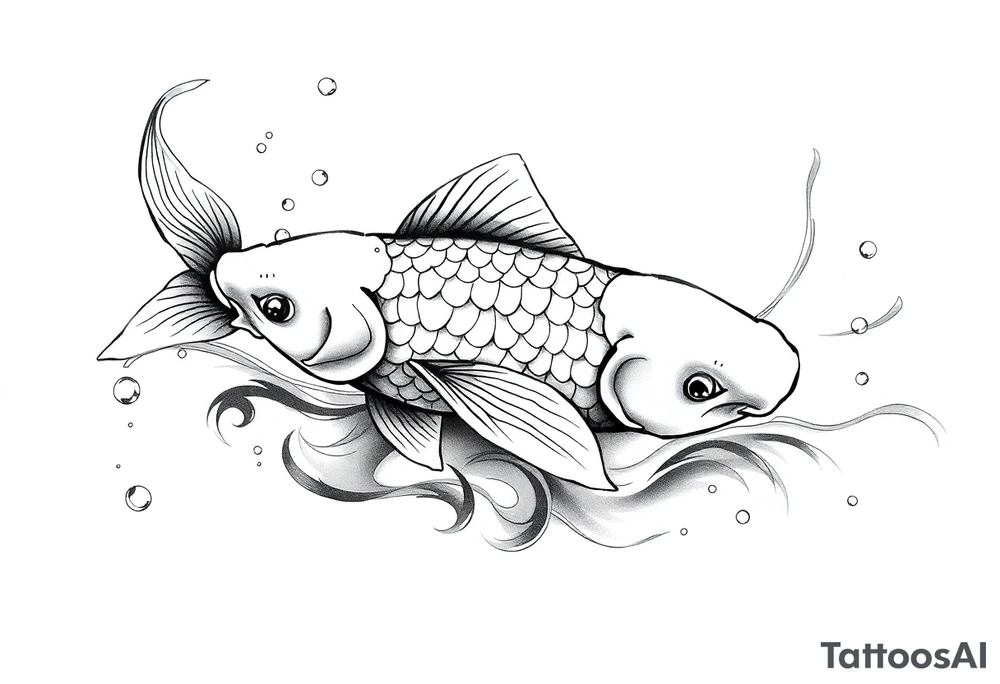 koi fish swimming upstream tattoo idea