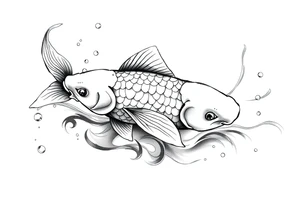 koi fish swimming upstream tattoo idea
