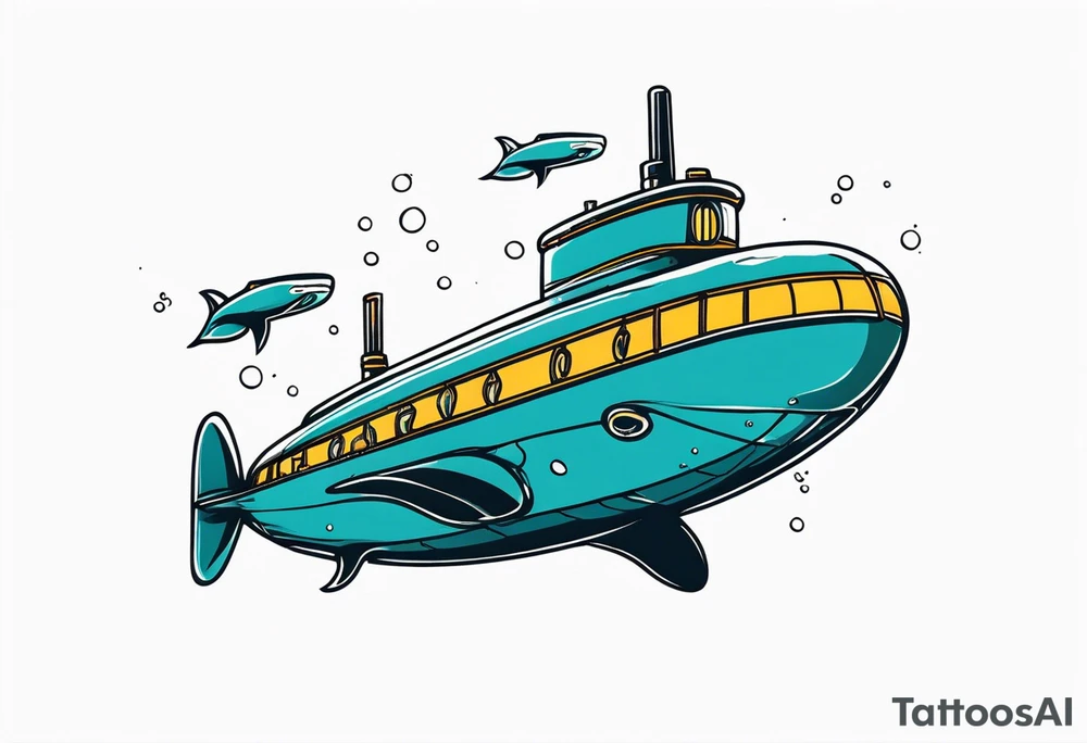 modern submarine surfacing tattoo idea