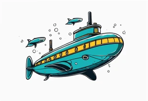 modern submarine surfacing tattoo idea
