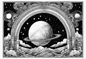 cosmic spiritual archway outer space tattoo idea