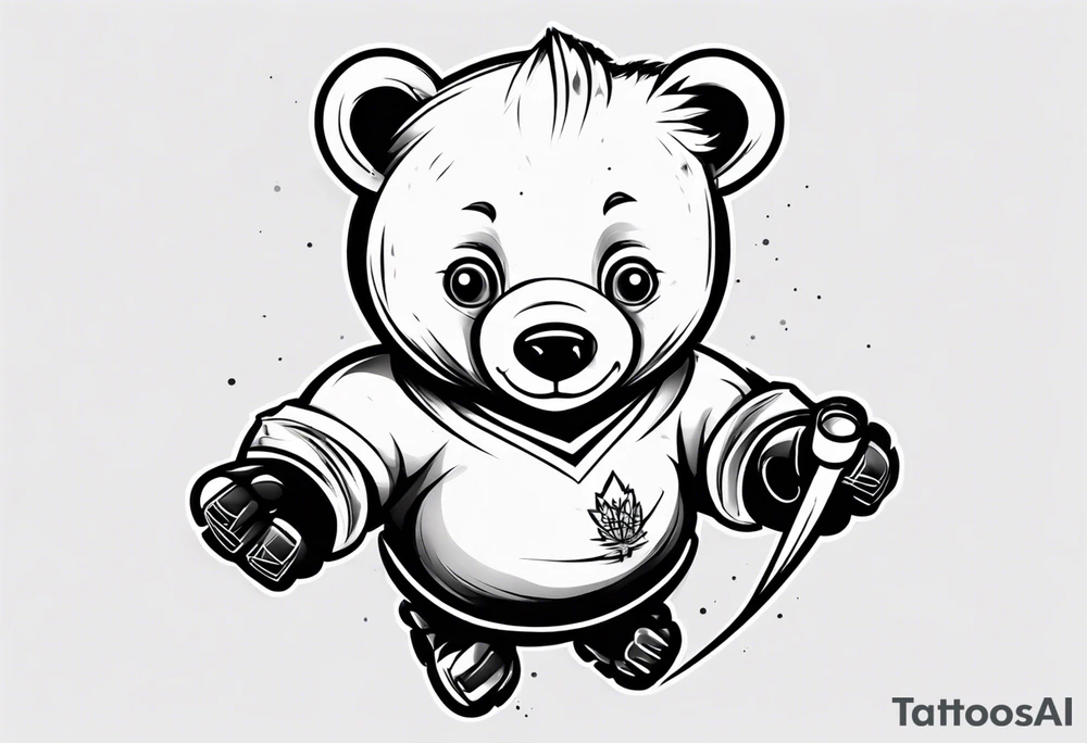 baby bear, minimalist, hockey tattoo idea