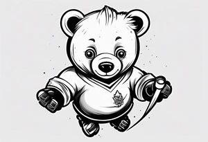 baby bear, minimalist, hockey tattoo idea