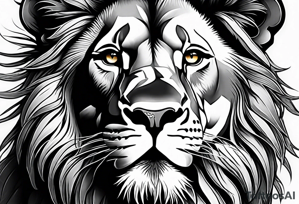 powerful majestic lion, close-up tattoo idea