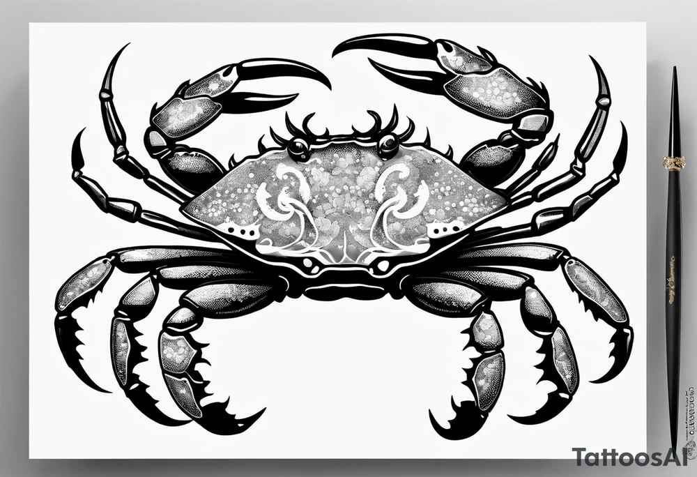 Crabs en blanco en negro con numero 69 tattoo idea