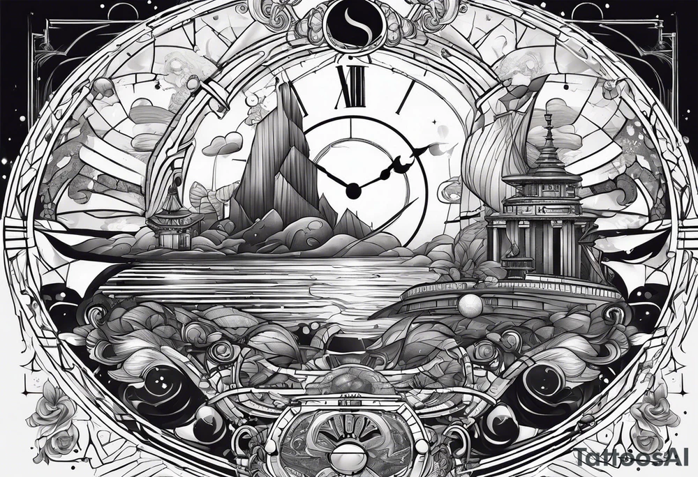 time travel space vector full art tattoo idea