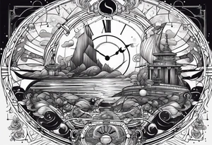 time travel space vector full art tattoo idea