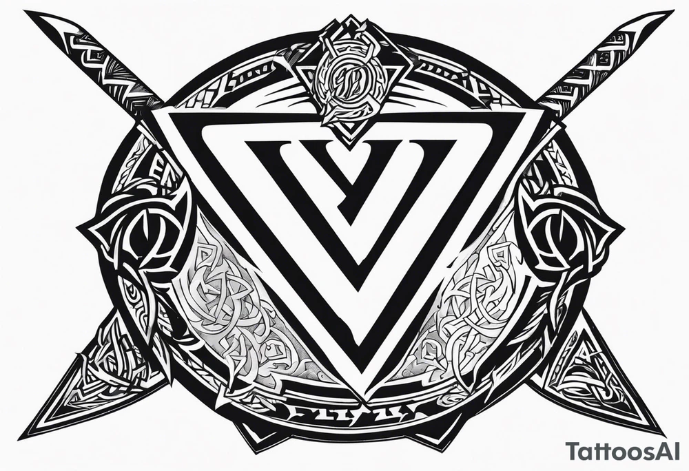 Sword shield dragon Valhalla valknut bear wolf tattoo idea
