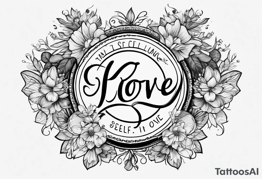 Short quote about self love in cursive tattoo idea