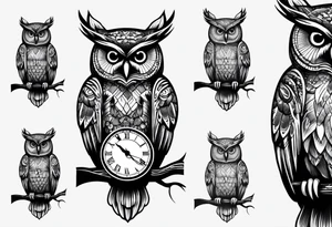 owl with a clock. time is running out tattoo idea