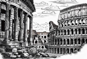 Julius Caesar and Roman colosseum tattoo idea