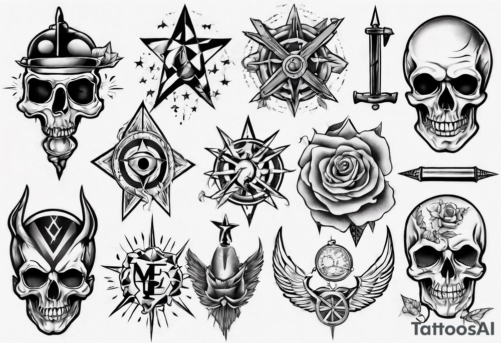 Different old-school-style tattoos tattoo idea