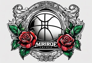 basketball , roses , virgo logo , est 2005 tattoo idea