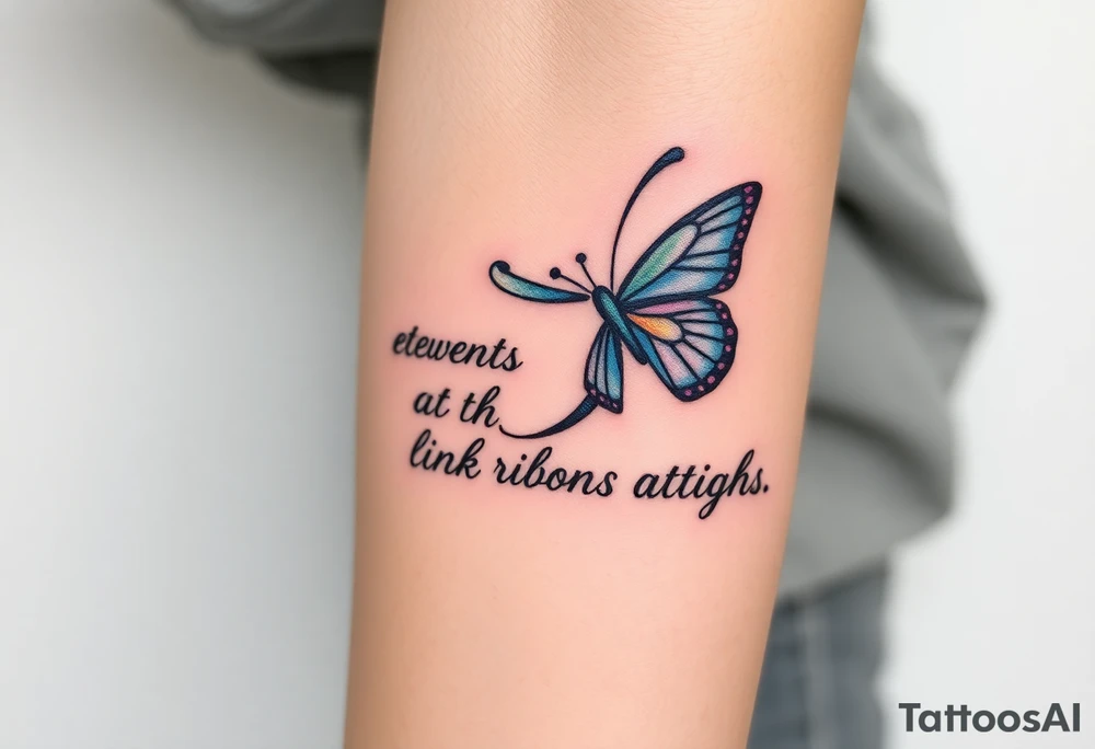 ethereal butterfly with flowing silk ribbons in moonlight tattoo idea