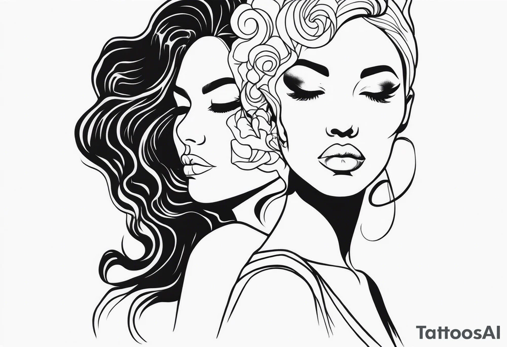 Woman with two faces tattoo idea