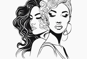 Woman with two faces tattoo idea