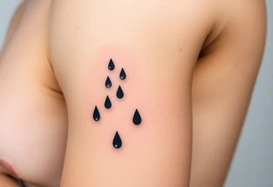 A cascade of small tear drops, fading from black to silvery gray, representing the passage of time and emotional release. tattoo idea