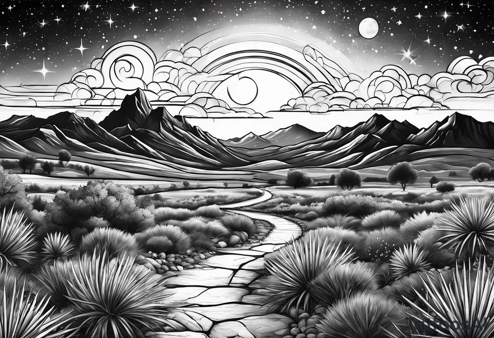 Galaxy sky with Arizona landscape tattoo idea