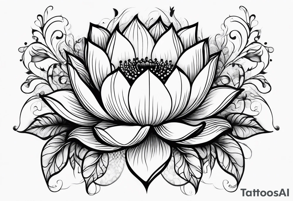 Lotus music song vine flowers tattoo idea