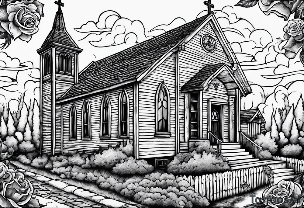 church burning down tattoo idea