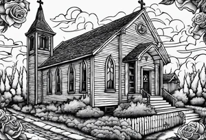 church burning down tattoo idea