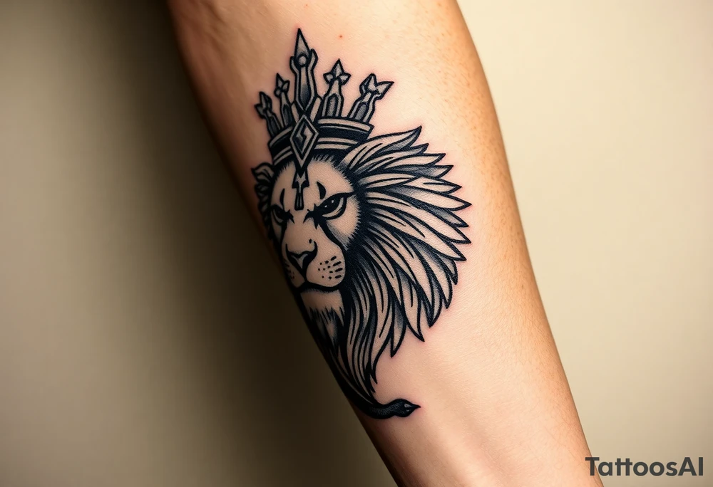Majestic Lion with Egyptian crown and snake. More detailed tattoo idea