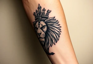 Majestic Lion with Egyptian crown and snake. More detailed tattoo idea