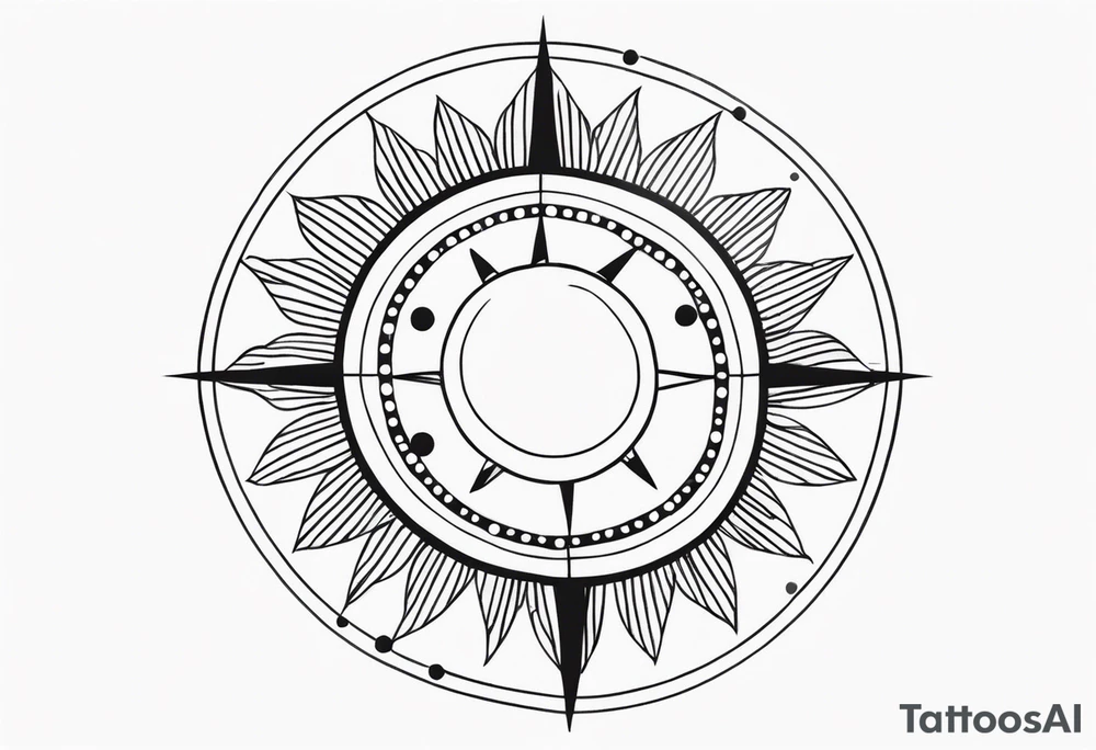 Sun with lines and dots simple yet feminine tattoo idea