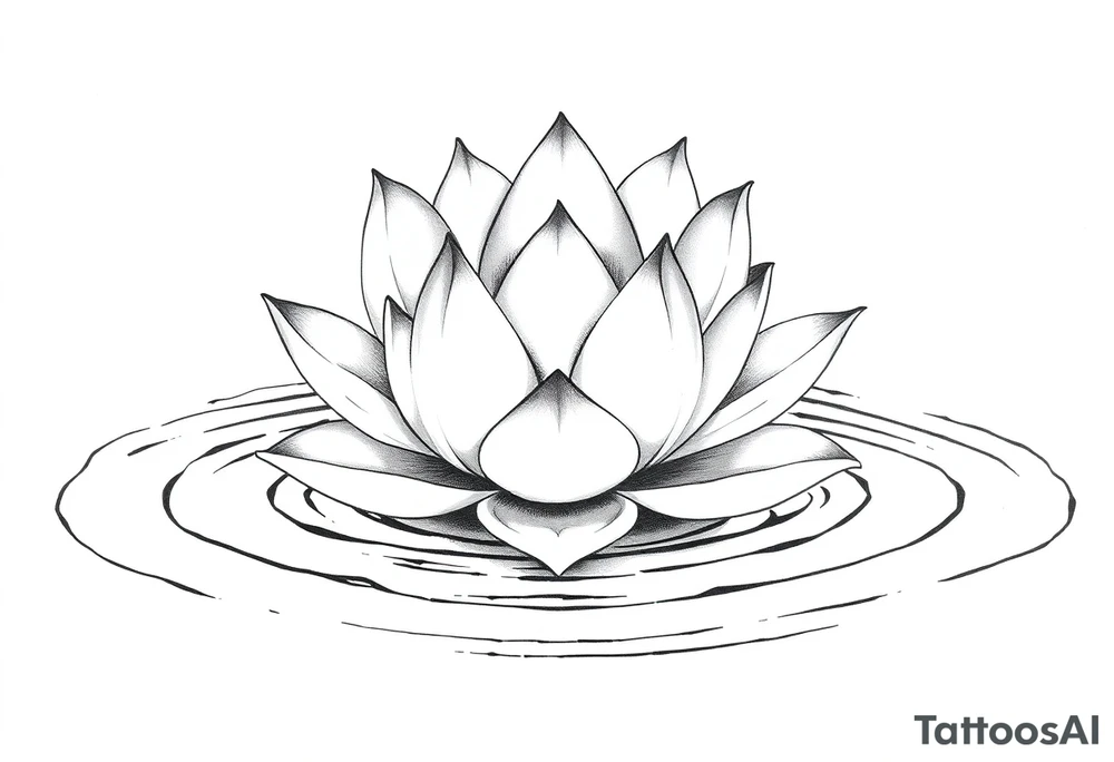 serene lotus flower emerging from sacred waters with ripples tattoo idea