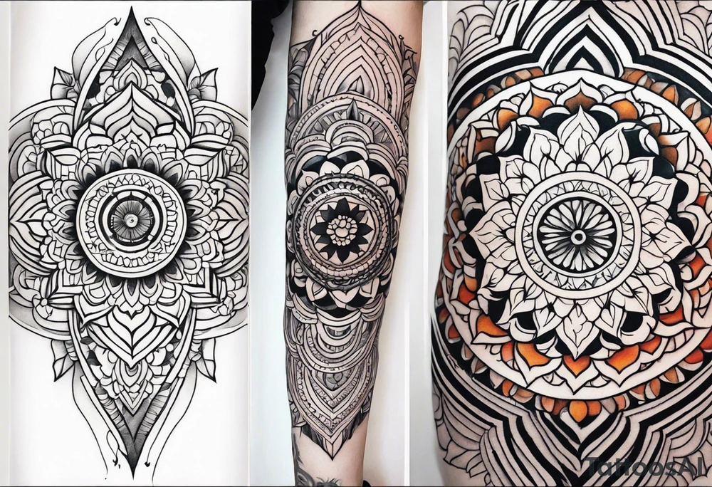 male mandala Knee tattoo in fall colors tattoo idea