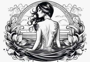 simple tattoo of full body girl floating on water tattoo idea
