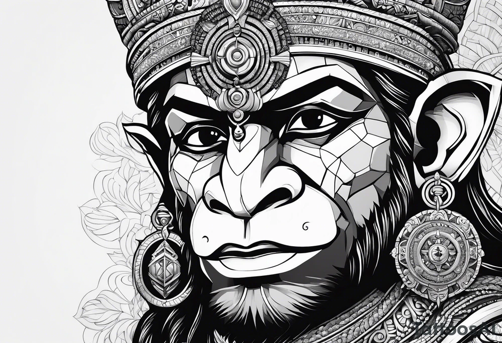 Lord hanuman and compass tattoo idea