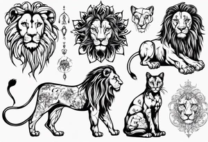 Lion with cat tattoo idea