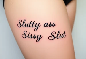 Slutty ass cheeks tattoo Sissy big bold print on one cheek and slut on the other tattoo idea