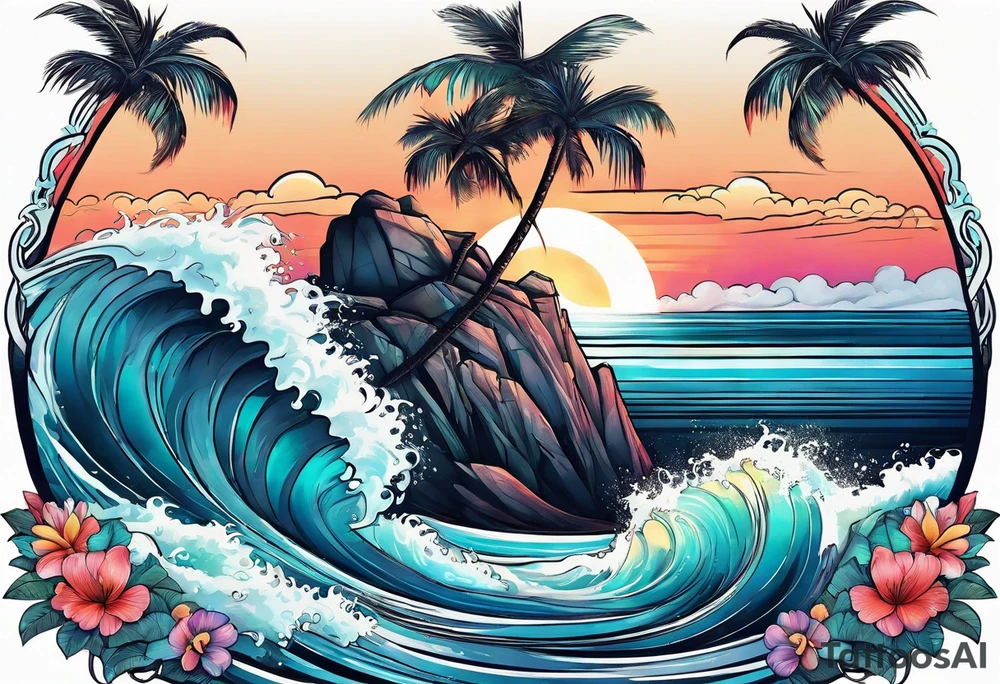 Animal , ocean, palm tattoo idea