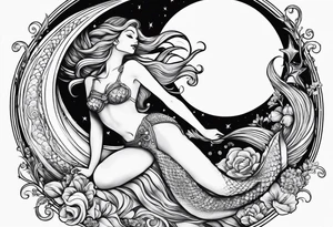 mermaid reaching for the moon tattoo idea