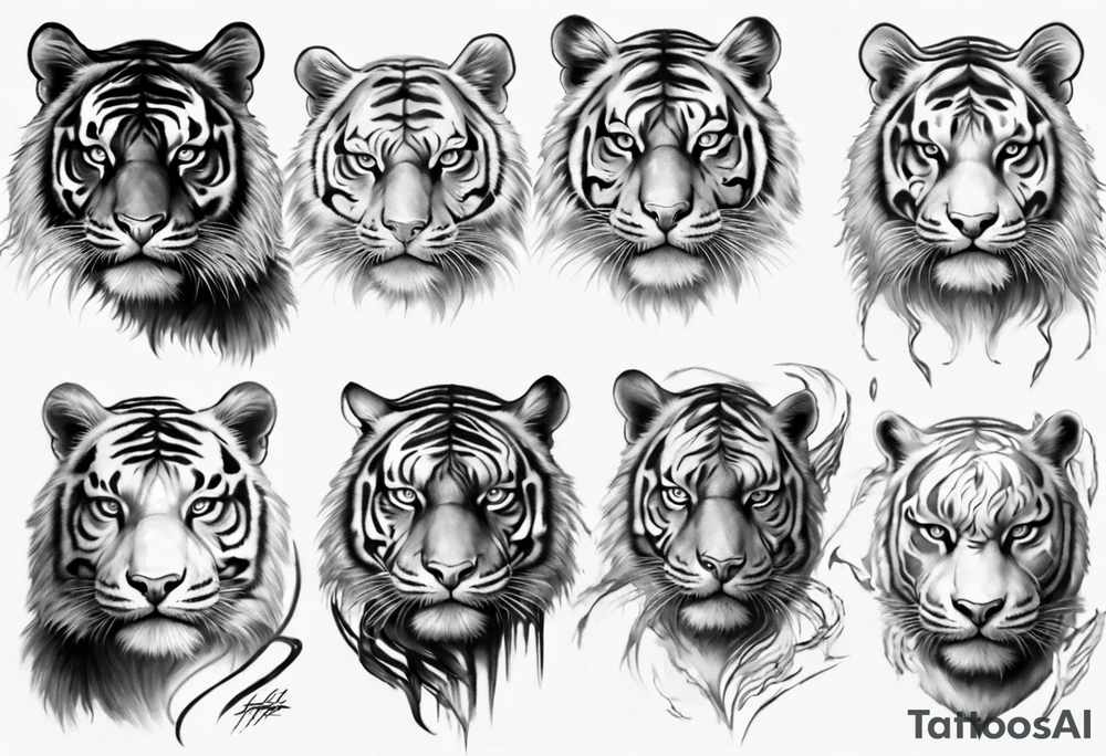 half tiger half human face realistic tattoo idea
