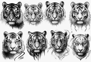 half tiger half human face realistic tattoo idea