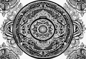 Viking, feminine warrior, mandala, bedroom eyes, headshot, closeup, full design, princess, round emblem, moon tattoo idea