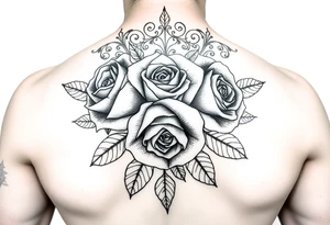 Roses with filigree background tattoo idea