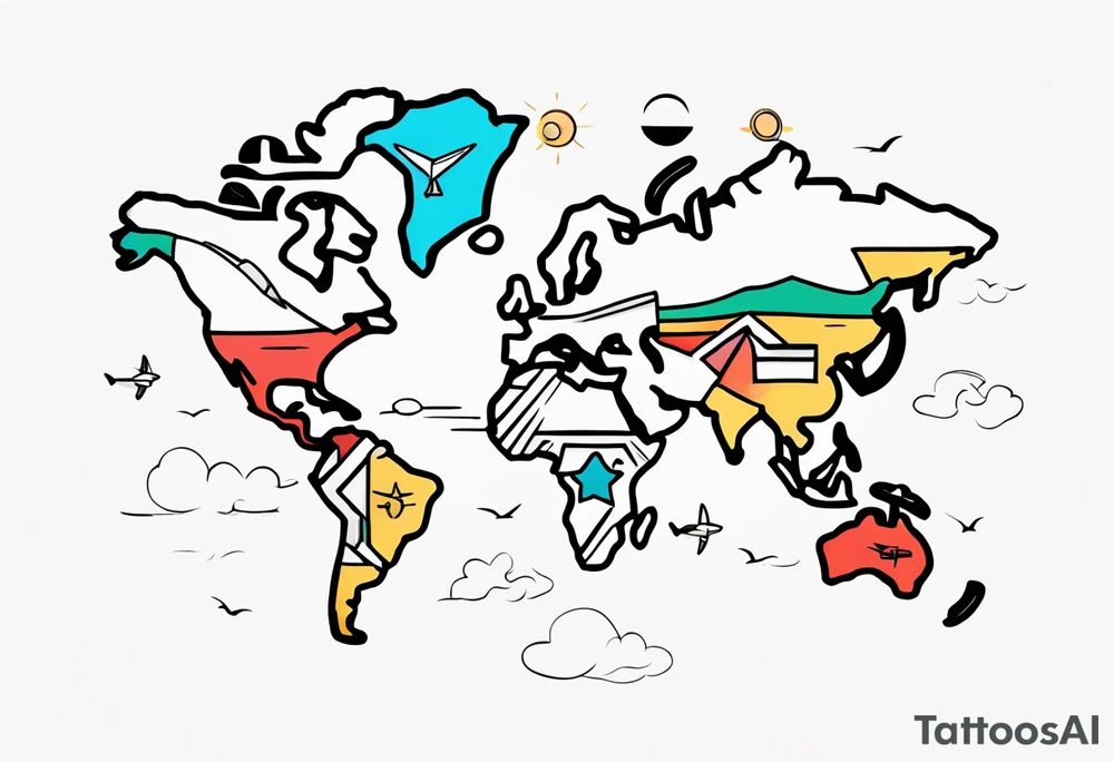 World, plane, travel, love tattoo idea