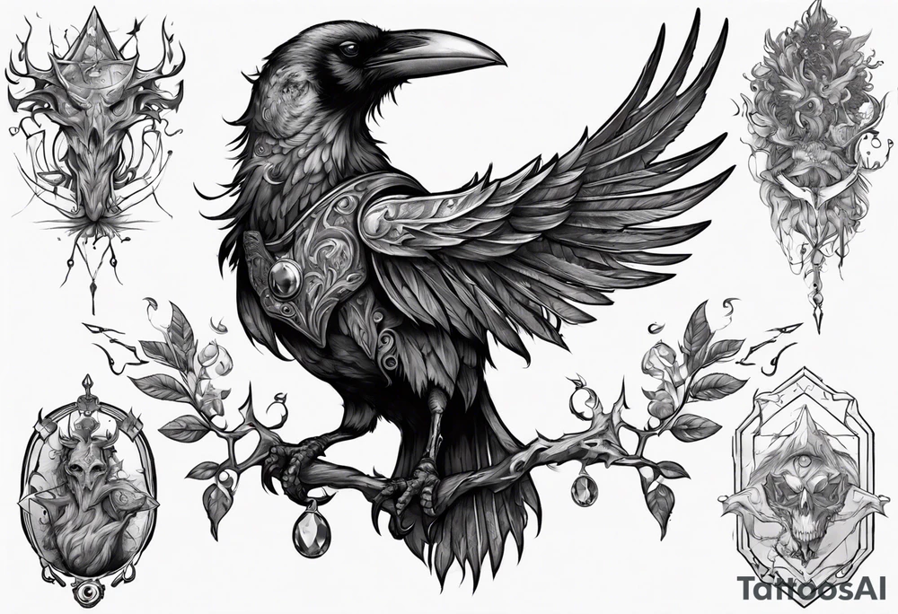 The Demon Raven Stolas, a Prince of Hell who is obsessed with gems, knowledge of astrology and poisonous plants. tattoo idea