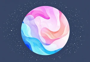 A pastel-colored circle with soft pink, peach, and baby blue blending into each other. tattoo idea