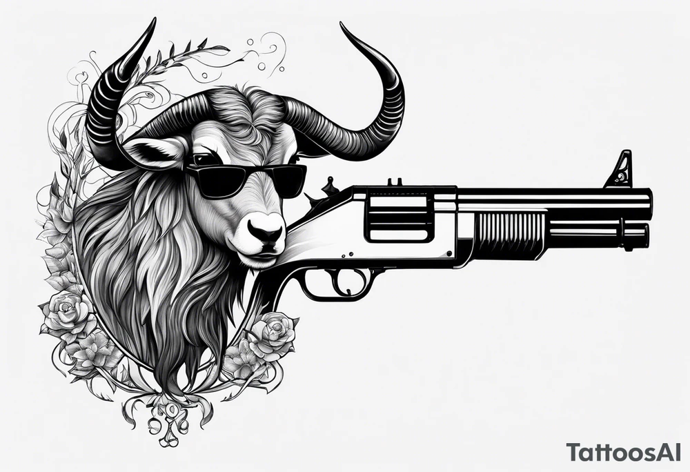 capricorn with sunglasses and shotgun tattoo idea