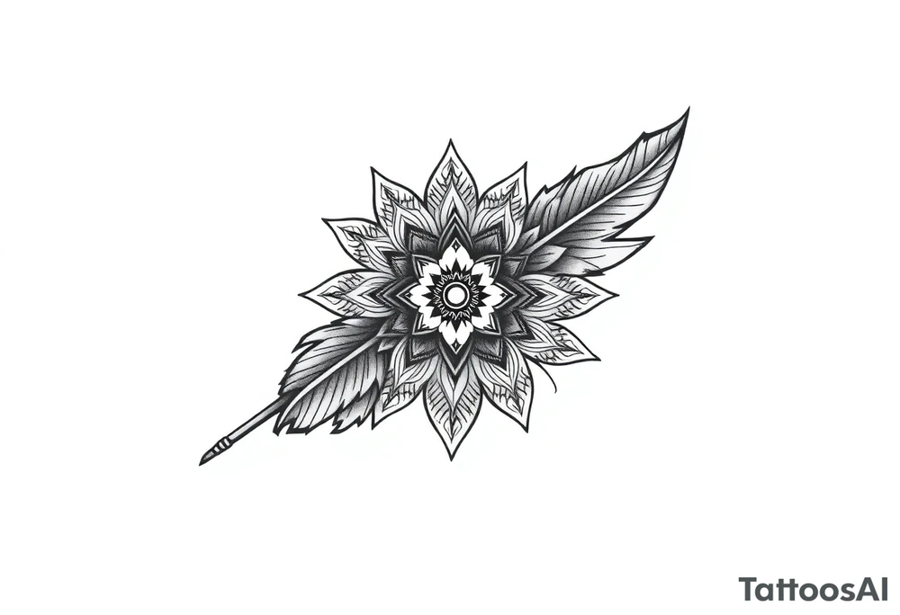 spiritual feather indian mandala shaman tattoo idea