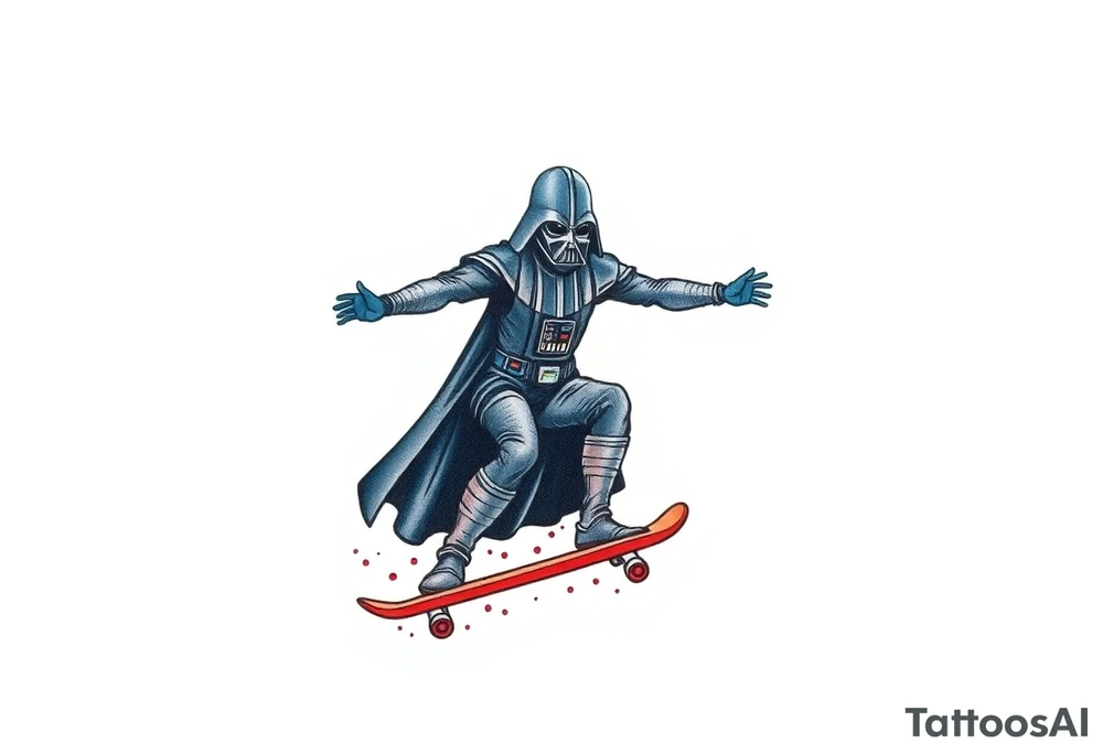 Darth Vader skateboarding >
blue & red tattoo idea