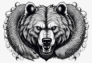 Bear fighting snake tattoo idea