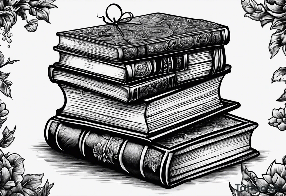 Jigsaw puzzle of a Stack of books tattoo idea